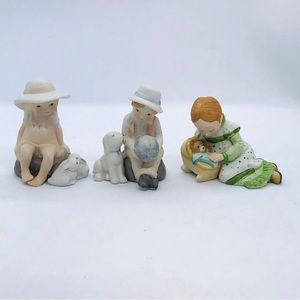 Set of 3 Holly Hobbie Collection Little Things: Girl/Rabbits, Boy/Dog, Girl/Bear